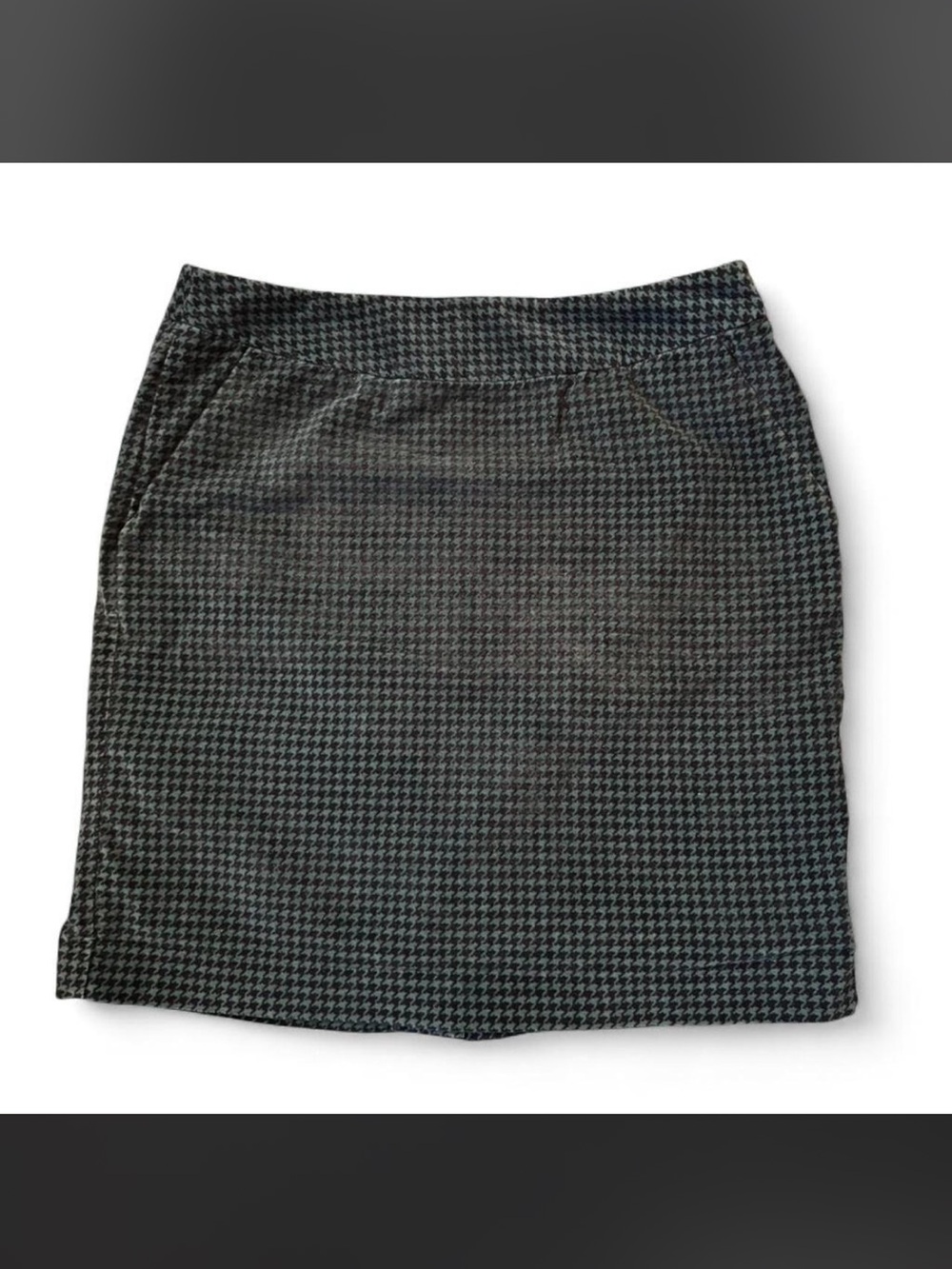 Vintage L.L. Bean Classic Houndstooth Mini Skirt - Black & Green